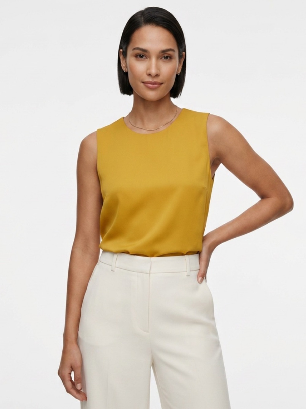 Babaton Aritzia Women's Contemporary Minimalist Mustard Cropped Blouse Size XS-S - Picture 2 of 6